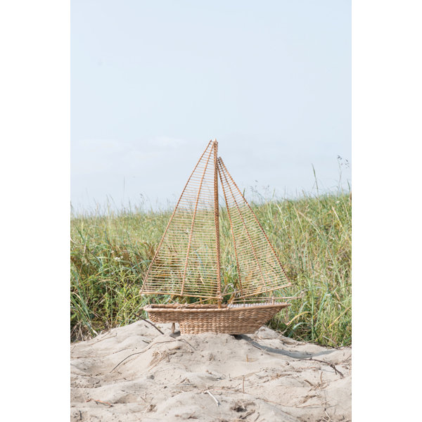 Bungalow Rose Kentwood Handwoven Water Hyacinth & Rattan Sailboat Model